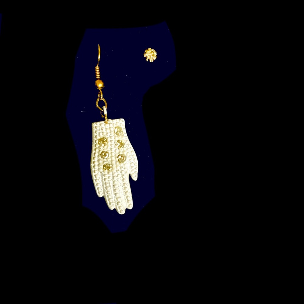 Vintage 1980’s MICHAEL JACKSON EARRINGS White Glove & Faux Diamond Stud